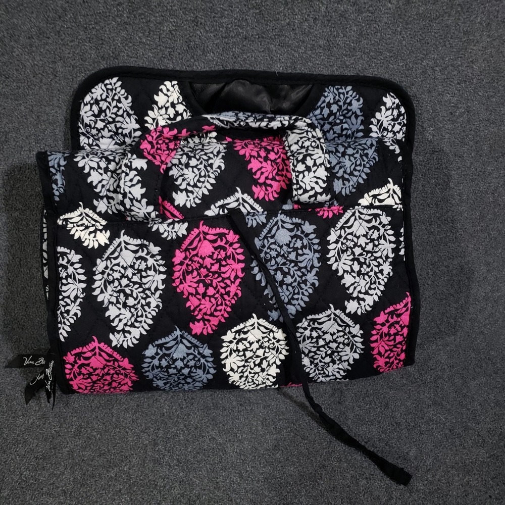 Vera Bradley Hanging Toiletry Bag Northern Lights Paisley Black Pink Quilted